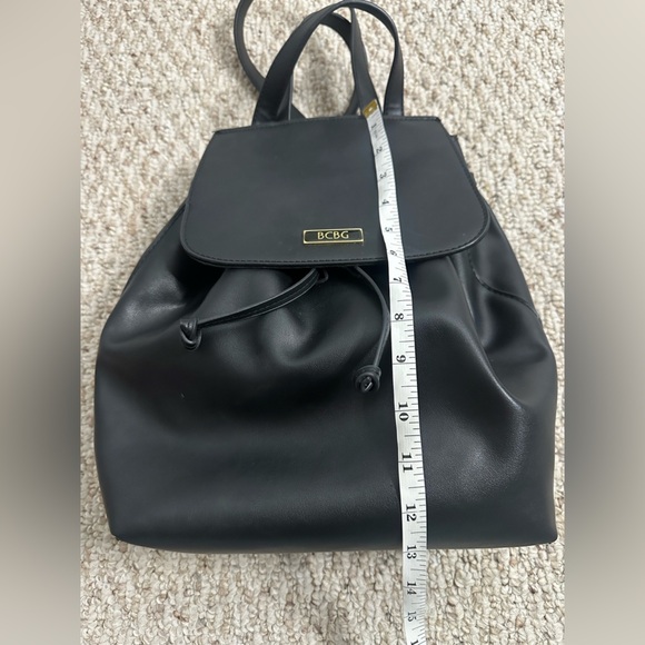 BCBG Black Drawstring Leather Backpack - Picture 2 of 7